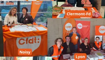 Mash up de photos des militants rassemblés pour accueillir les agents stagiaires dans les ENFiP