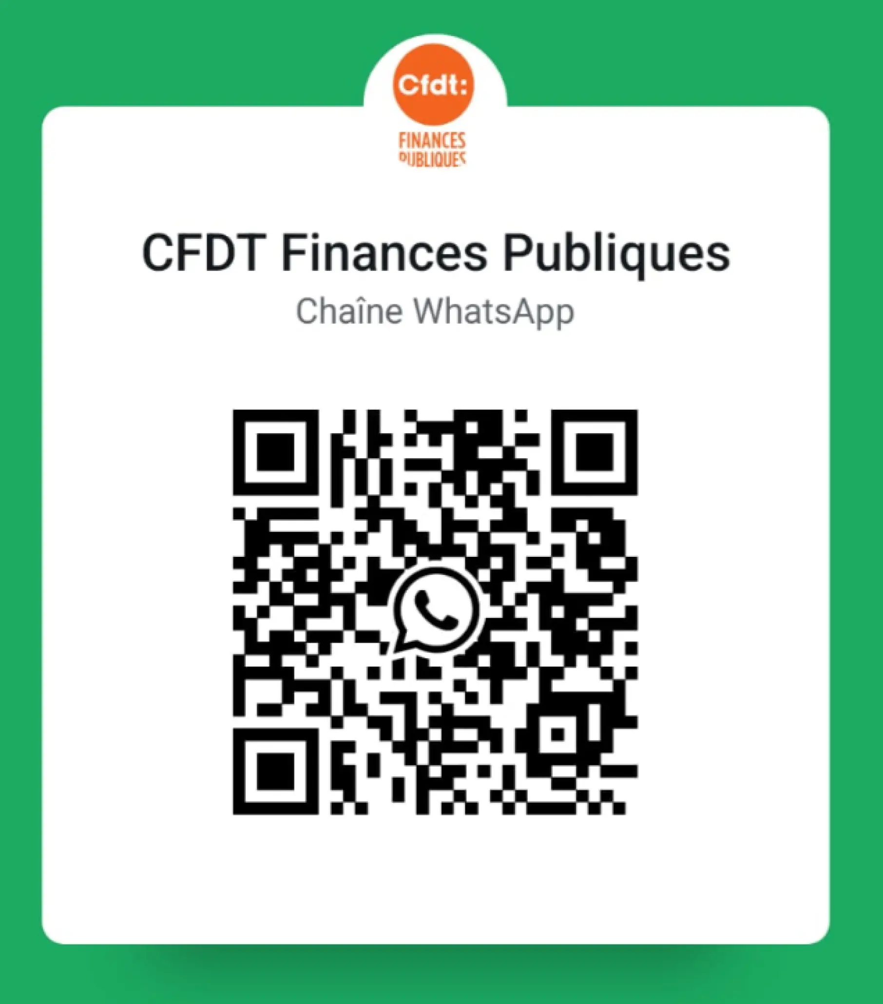 QR code Chaîne Whatsapp CFDT Finances Publiques