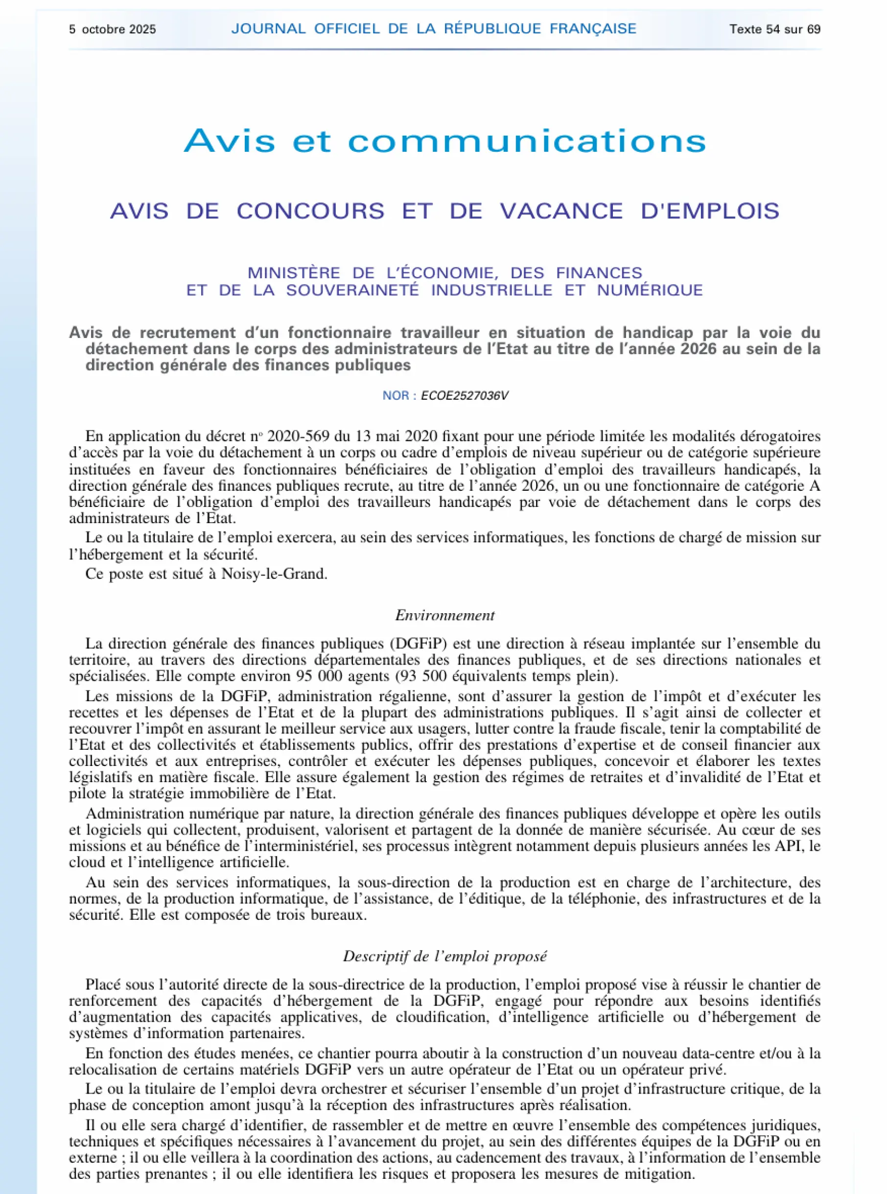 Avis de recrutement AE