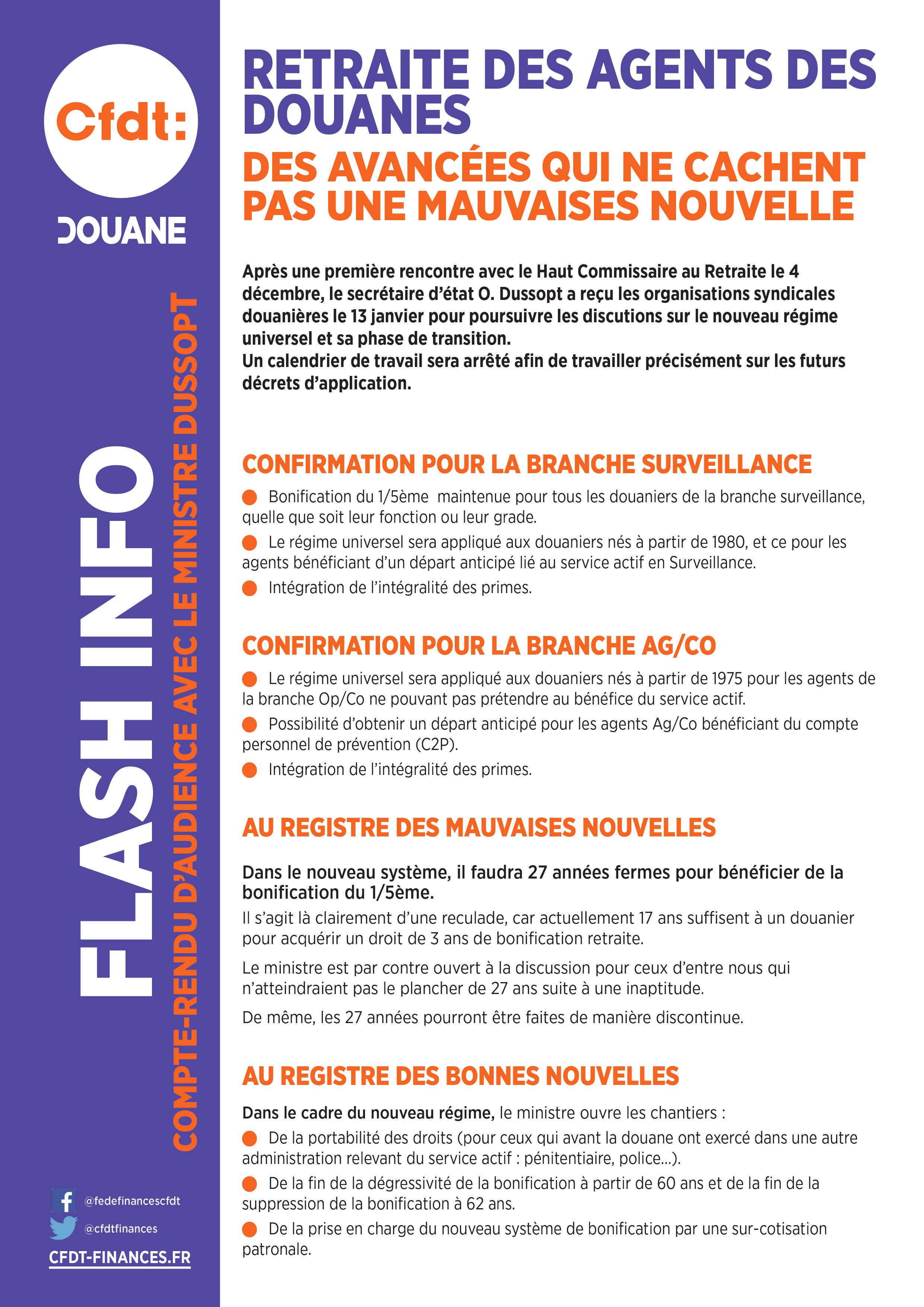 retraites agents douane