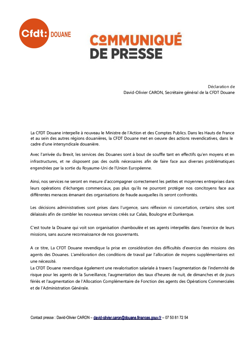 Communiqué de presse Brexit 5.03.2019