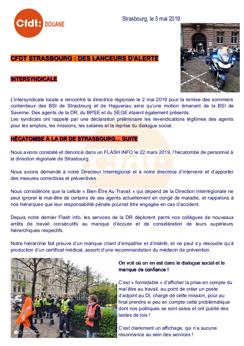 Flash Info CFDT  Strasbourg - Mai 2019 Des lanceurs d'alerte R